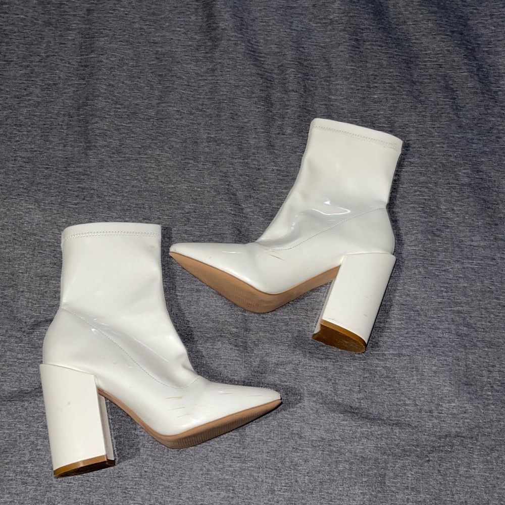 White heeled boots from Pretty Little Thing
